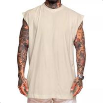 Regata Streetwear Oversized Masculina Lisa Solta, Leve e Moderna - Bege