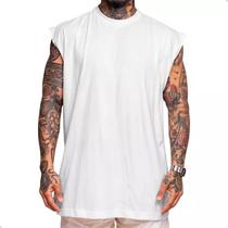 Regata Streetwear Oversized Masculina Lisa Solta, Leve e Moderna - Branca