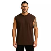 Regata Streetwear Oversized Masculina Lisa Solta, Leve e Moderna - Marrom