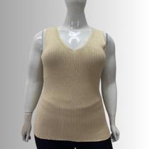 Regata Tricot Modal Confortável Versátil Lançamento Decote V Plus Size Tam G