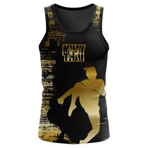 Regata Usual Muay Thai Academia Treino Proteção Uv50 Camiseta Dry - Gold Tiger - Black Cat Sport Wear