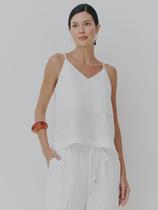Regata Via Lessa Silves 100% Linho Off White Regata Via Lessa Silves 100% Linho Off White
