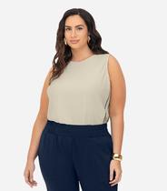 Regata Viscose Lisa Plus Size Secret Glam Bege Regata Viscose Lisa Plus Size Secret Glam Bege
