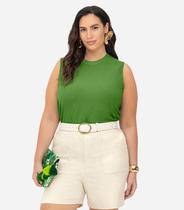 Regata Viscose Plus Size Secret Glam Verde Regata Viscose Plus Size Secret Glam Verde