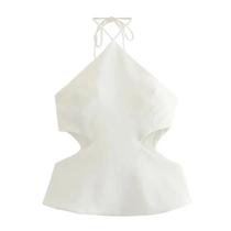 Regatas femininas com gola halter sem costas, camis femininas, amarradas, vazadas, sexy, moda Regatas femininas com gola halter sem costas, camis femininas, amarradas, vazadas, sexy, moda