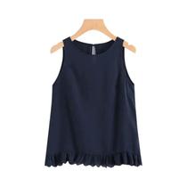 Regatas Femininas De Verão Sem Mangas ZANZEA Estilo Coreano Babados Gola Redonda Solta Camisolas De
