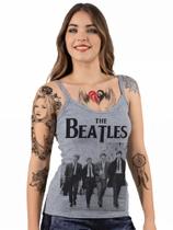 Regatinha Canelada Feminina Cinza The Beatles Rock N Roll