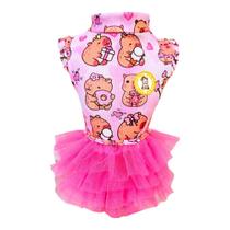 Regatinha Capivara Rosa com Tutu para cachorro e gato