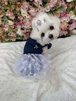 Regatinha Jeans Lacinhos com Tutu para cachorro e gato
