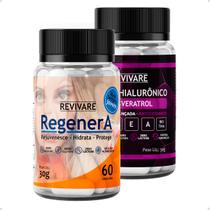 Regenera Multivitaminico Hidrata e Protege 60 cps + Resveratrol Acido Hialuronico Poderoso Antioxidante 60 caps - Revivare