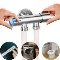 Registro Dupla Saída Válvula Cromada Fosca Água Quente Fria Saída 1/2 Prática Metal