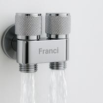Registro Duplo Cromado 2 Saídas Metal Válvula Cerâmica Maquina de lavar Tanque Banheiro Lavabo Registro Duplo Cromado 2 Saídas Metal Válvula Cerâmica Maquina de lavar Tanque Banheiro Lavabo