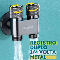 Registro Duplo Duas Saídas Tanque Máquina Banheiro 1/2 - Grafite