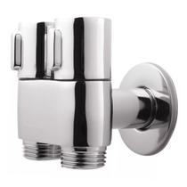Registro Duplo Metal Cromado para Ducha Higiênica 2 Saídas Máquina Lavar Lavanderia Banheiro Cozinha Design Binóculo