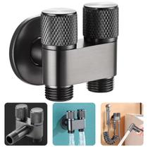 Registro Duplo Metal Preto Fosco 2 Saídas Ducha Higiênica e Lavadora Registro Duplo Metal Preto Fosco 2 Saídas Ducha Higiênica e Lavadora