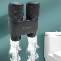 Registro Duplo Preto Fosco 2 Saídas Individuais Metal Válvula Cerâmica Lavabo Tanque Maquinas de lavar