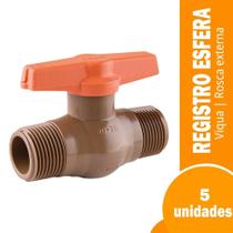Registro Esfera Viqua Rosca Externa 3/4" Predial - Embalagem com 5 Unidades Registro Esfera Viqua Rosca Externa 3/4" Predial - Embalagem com 5 Unidades