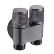 Registro Saída Dupla Válvula De Ângulo Ducha Bidê E Outros Preto