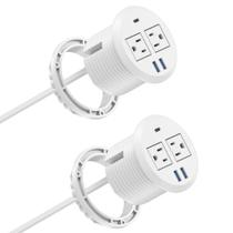 Regleta empotrable Power Grommet Jgstkcity de 3" para escritorio con USB-C 20W, 2 tomacorrientes y 3 puertos USB Regleta empotrable Power Grommet Jgstkcity de 3" para escritorio con USB-C 20W, 2 tomacorrientes y 3 puertos USB