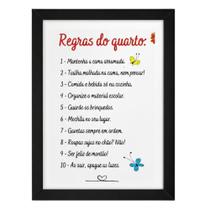"Regras para quarto,Mantenha a cama arrumada."Quadro Quarto