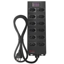 Régua 12 Tomadas Voltimetro 4000w