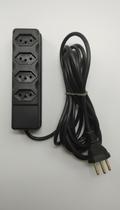 Régua 4 Tomadas Bivolt com Fusível Preto Régua 4 Tomadas Bivolt com Fusível Preto