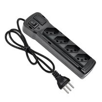 Régua 4 Tomadas Com Proteção, Fusível Chave Liga Luz De Led Oferta