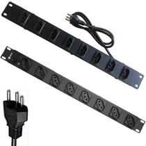 Regua 8 Tomadas 3 Pinos 10a + Regua 8 Tomadas 3 Pinos 20a Padrao Rack Servidor