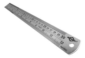 Régua Aço Inox 30cm Brasfort 300mm 8662 Escala Polegadas 12