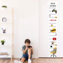 Régua Adesivo de Crescimento Gamer Elementos Internet Vídeo Game Quarto Menino