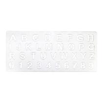 Régua Alfanumérica Letras e Números A-Z 0-9 Plástica para Escrita Desenho e Uso Escolar COR:CRISTAL