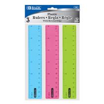 Régua BAZIC de plástico transparente de 15 cm (pacote com 3) para escola