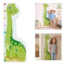 Regua crescimento dinossauro 140cm mdf madeira infantil portatil parede educativo