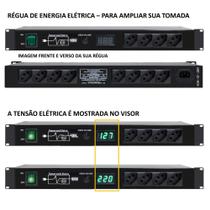 Regua de AC 12 Tomadas 10A 2500W Padrão Rack 1U Led Verde Com Check Voltagem Regua de AC 12 Tomadas 10A 2500W Padrão Rack 1U Led Verde Com Check Voltagem