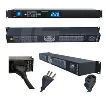 Regua de AC Padrão Rack 19 Com 8 Tomadas 10A 2500W 220V 1250W 110V