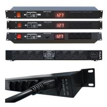 Regua de AC Profissional 12 Tomadas 10A 2500W Padrão Rack Para Perifericos e CFTV
