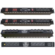 Regua de AC Profissional 12 Tomadas 2500W Serie Rack Ligth Led Com Regulador de Intensidade