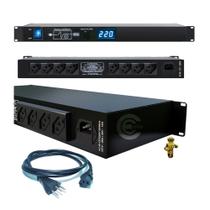 Regua de AC Profissional Padrão Rack 19'' Com 08 Tomadas 10A 2500W em 220W 1250W Em 110V