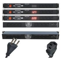 Regua de AC Profissional Padrão Rack 1U 12 Tomadas 10A 2500W Led Vermelho Regua de AC Profissional Padrão Rack 1U 12 Tomadas 10A 2500W Led Vermelho