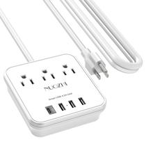 Régua de alimentação NUOZHI de 10 pés com 3 tomadas e 4 portas USB branca Régua de alimentação NUOZHI de 10 pés com 3 tomadas e 4 portas USB branca