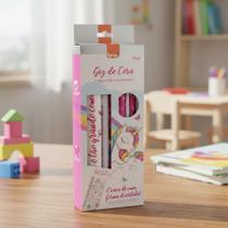 Régua De Crescimento Pintura Unicórinio + Giz Cera Retrátil