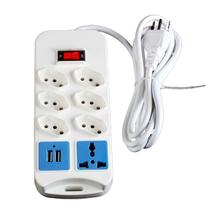 Régua de Energia 7 Tomadas 2 Saídas USB Universal 110v/220v