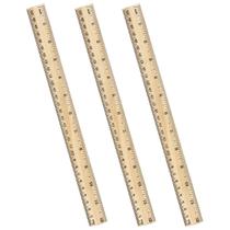 Régua de madeira ZZTX, pacote de 30 cm com 3 para estudantes, escritório e escola Régua de madeira ZZTX, pacote de 30 cm com 3 para estudantes, escritório e escola