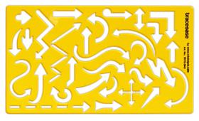 Régua de Plástico para Journaling, Stencil Geométrico de Setas e Símbolos, 17,7 cm x 10,1 cm - Traceease