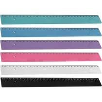 Régua de Poliestireno Colorida Pastel Sortida 30CM Caixa com 6