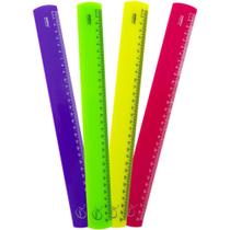 Régua de Poliestireno Neon 30CM - Cores Sortidas - Pacote com 10