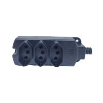 Régua de tomadas 2P+T 20A 3 postos Preto - Margirius