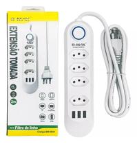 Régua Elétrica 2M Extensão 5 Tomadas e 3 USB Bivolt 110 220 Régua Elétrica 2M Extensão 5 Tomadas e 3 USB Bivolt 110 220