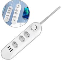 Régua Elétrica 3 Tomadas Usb Bivolt Espacadas Máquina Lavar