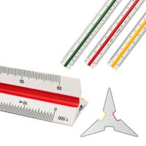 Régua Escalimetro Triangular Plástico 30cm Escalas Desenho Projeto
